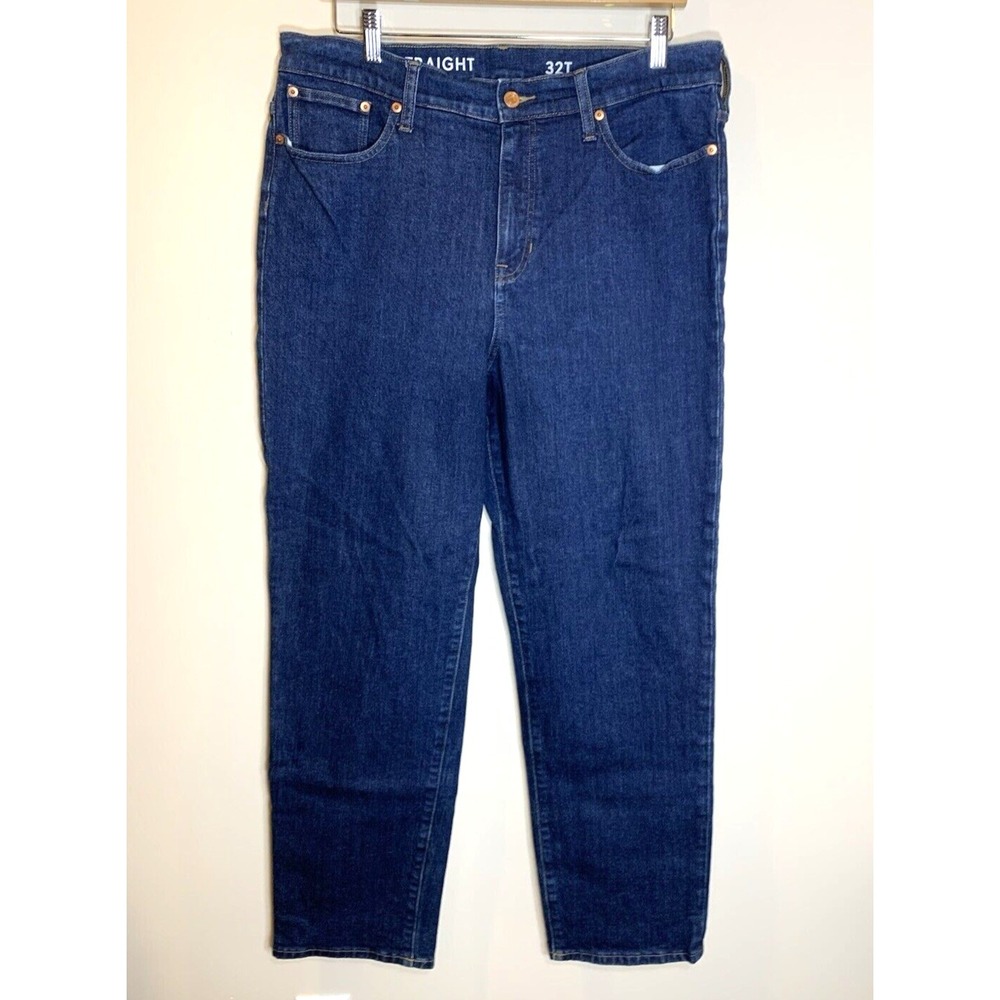 J. Crew Jeans Womens 32T Blue 35X28 Classic Straight Dark Wash Cropped Organic